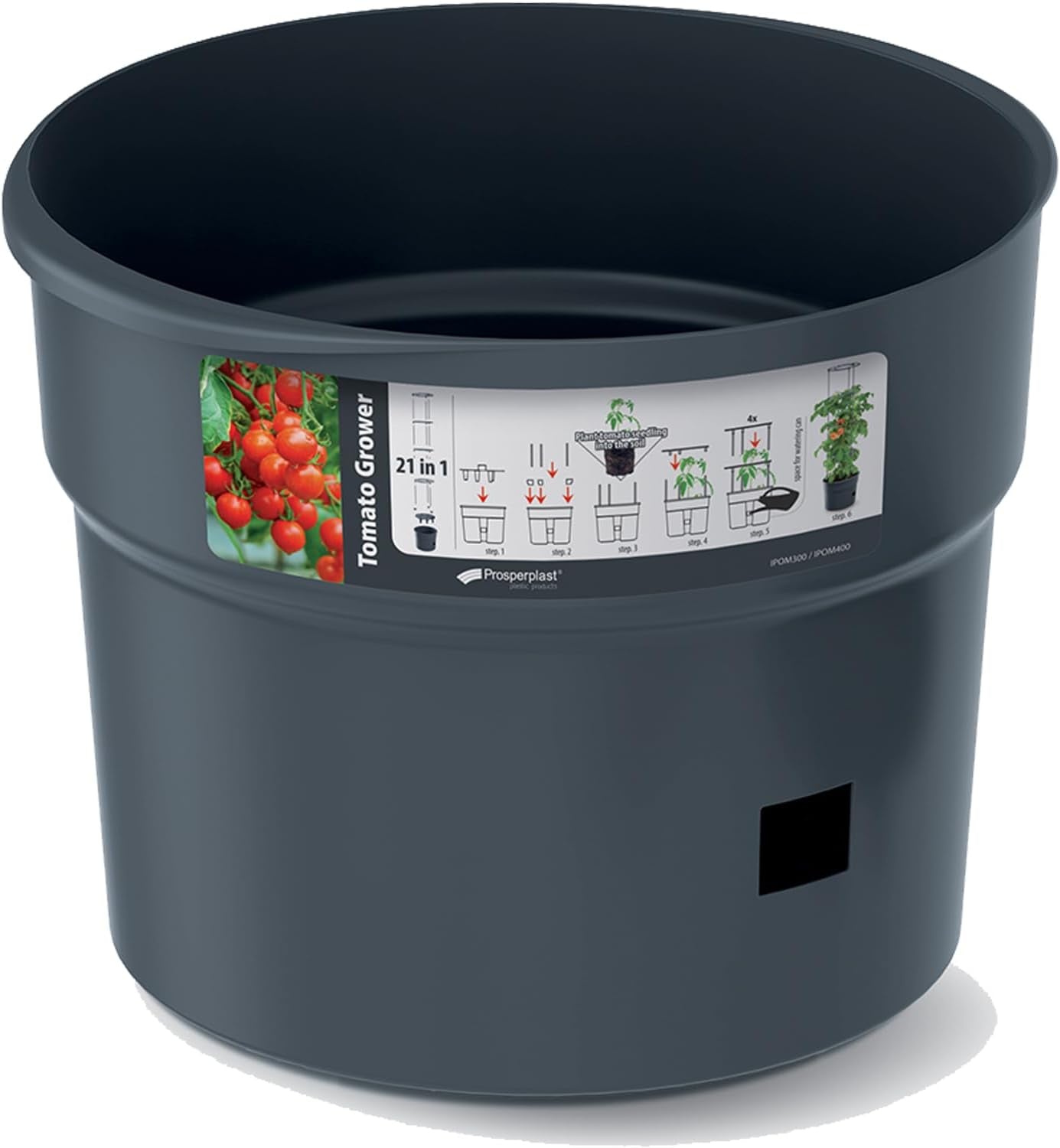 Doniczki do sadzonek pomidorów Prosperplast z kratą – Solidna donica z tworzywa sztucznego | Antracyt | Odporny na warunki atmosferyczne i promieniowanie UV | 29,5 x 115,2 cm | Idealny do ogrodu i na taras