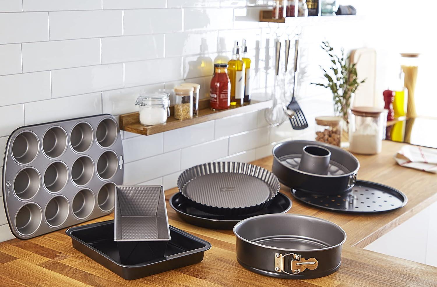 Gustosa Backform 12 Muffin Aus Stahl, Antihaftbeschichte, Für Backofen, Schwarz, 38 X 27 Cm Formy i blachy do pieczenia Naty Shop