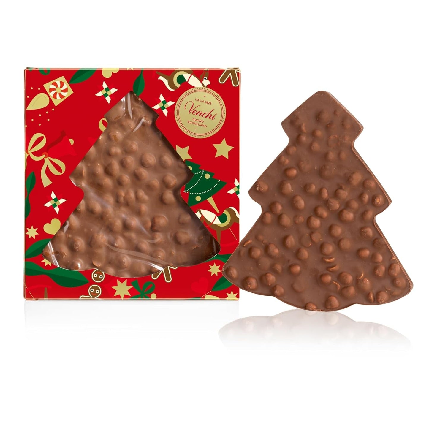 Venchi, Brutto&Buono, ręcznie robiona tabliczka mlecznej czekolady w kształcie jodły „Piedmont Forest Hazelnut”, 200g, bezglutenowa, limitowana edycja kolekcji świątecznej, pomysł na prezent