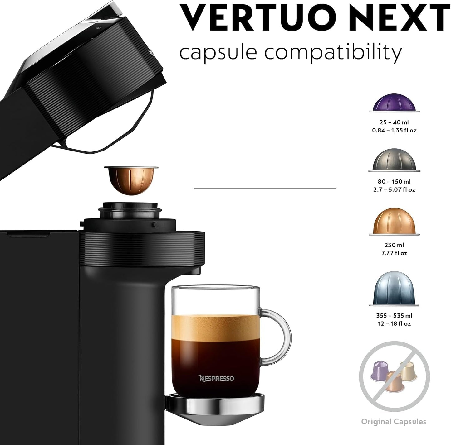 Ekspres do kawy Nespresso De'Longhi Vertuo Next, ENV120.BM, czarny mat