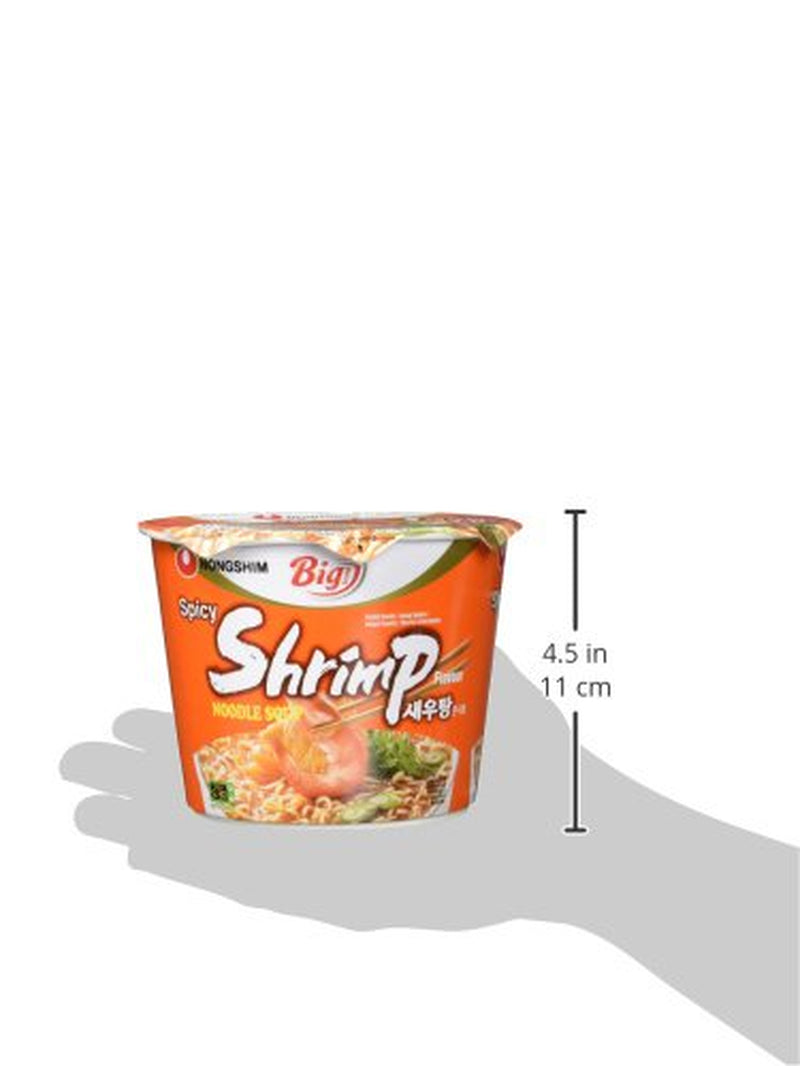 Makaron Natychmiastowy Nong Shim Z Krewetkami, Duża Miska - Koreańska Zupa Ramen - Szybkie Przygotowanie - 115g (1 Op.)