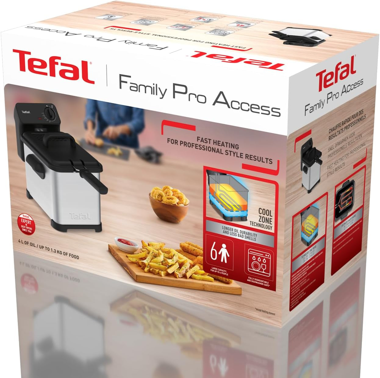 Tefal Family Pro Access 4.0L, 3000 W, półprofesjonalny, z olejem, wyjmowanym zbiornikiem oleju, technologią strefy chłodzenia Urządzenia Naty Shop