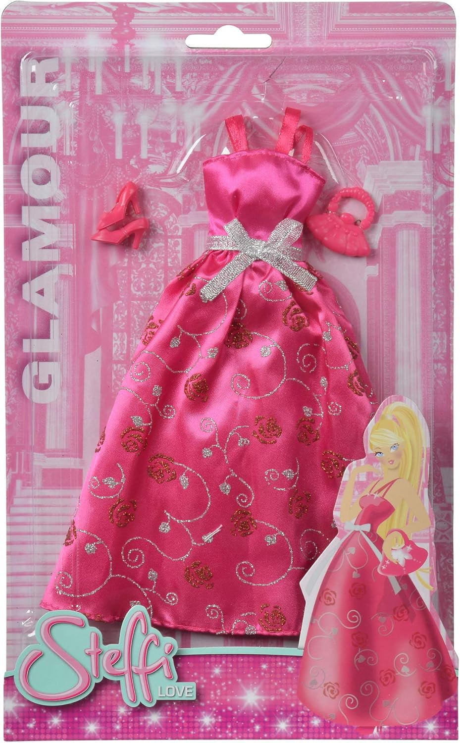 Simba 105723369 - Steffi Love Glamour / Zestaw ubranek dla lalek / 3 różne elementy / Tylko jeden element w zestawie / Suknia balowa dla wszystkich lalek 29 cm / Lalka nie jest wliczona w cenę