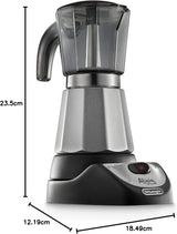 De'Longhi Alicia Plus EMKM6.B Moka Pot (obrót o 360°, 550 W) srebrno-czarny