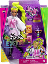 Barbie HDJ44 – dodatkowa lalka nr 11 w oversize'owej koszulce i leginsach z papugą, bardzo długimi neonowymi zielonymi włosami i akcesoriami, elastycznymi stawami, zabawką prezentową dla dzieci w wieku 3+ Naty Shop Dolls