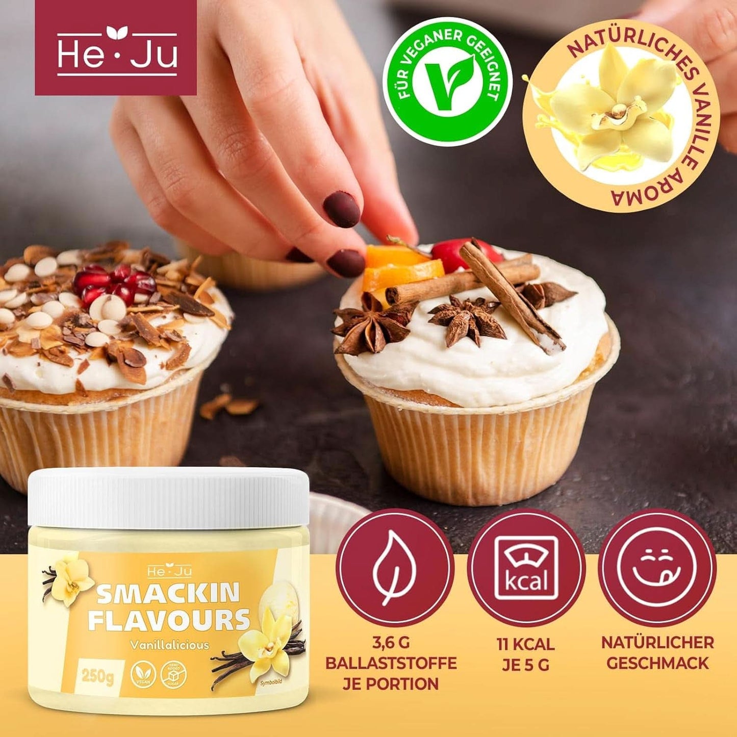 He-Ju, Proszek o smaku waniliowym, 250 gramów Aromas Naty Shop