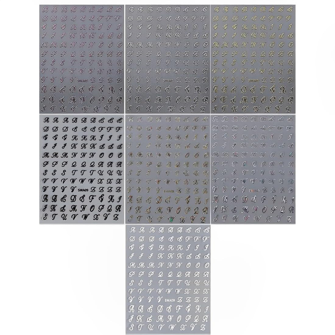 7 Blätter 3D alfabety Nagelsticker Nagelfolie Selbstklebend Buchstaben Aufkleber Nägel Zubehör Nagelaufkleber Klebebuchstaben Aufkleber Selbst Gestalten List Listy Naklejki na paznokcie