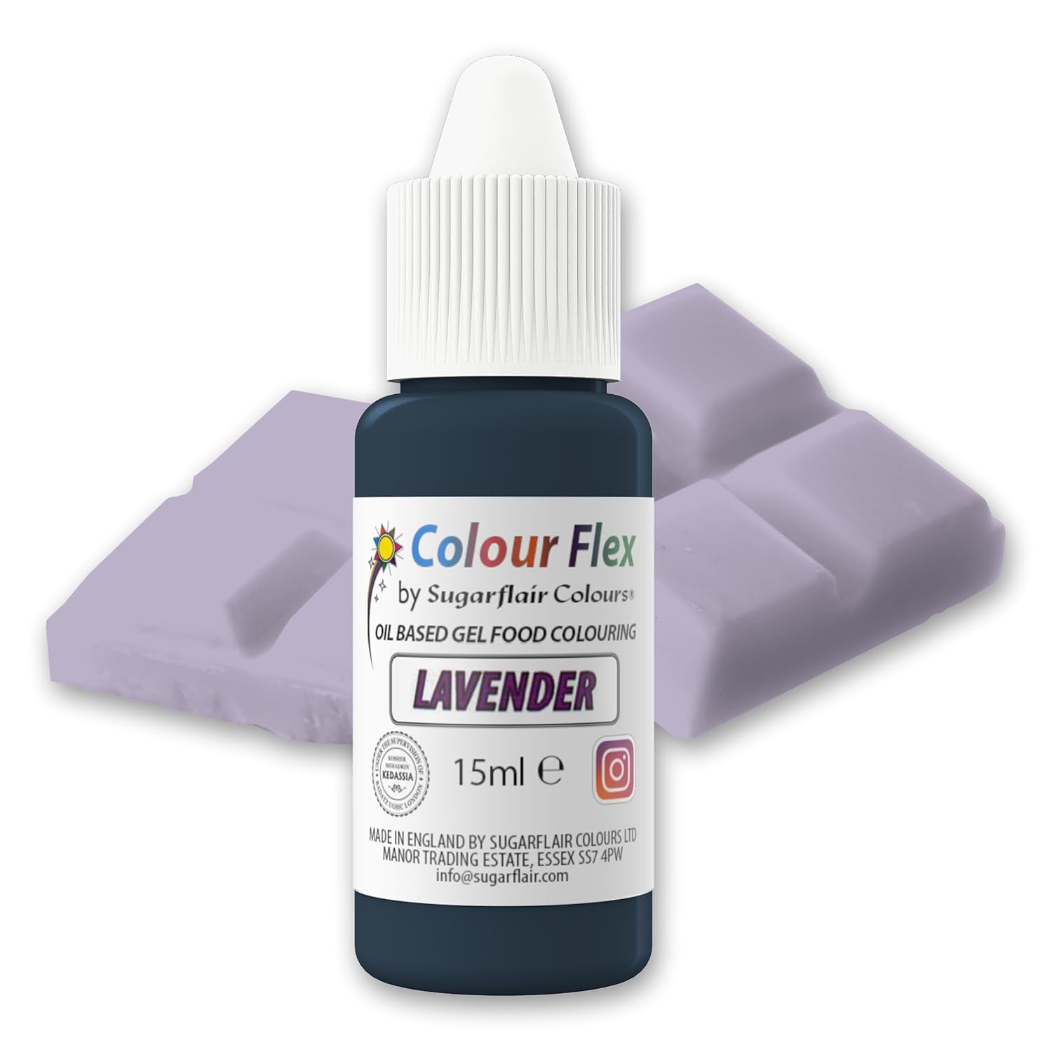 Sugarflair Colourflex Oil Based Barwnik spożywczy Lawendowy, wysoce skoncentrowany płynny barwnik spożywczy do kremów maślanych, czekolady, ciast, fondantów, lukrów i nie tylko - 15ml