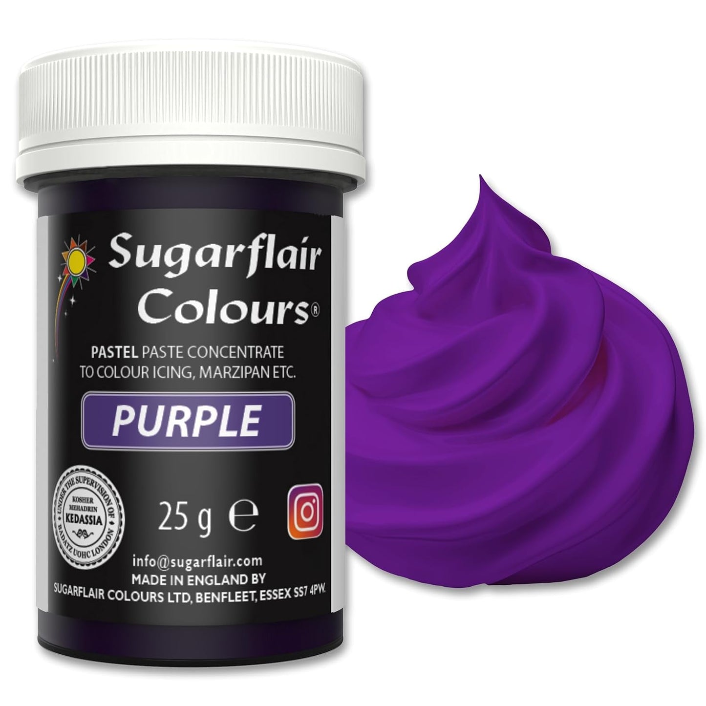 Sugarflair Barwnik spożywczy do makaronów, pastelowy fiolet, barwnik spożywczy do makaronów, kremówek i marcepanu, skoncentrowane barwniki Spectral - 25g