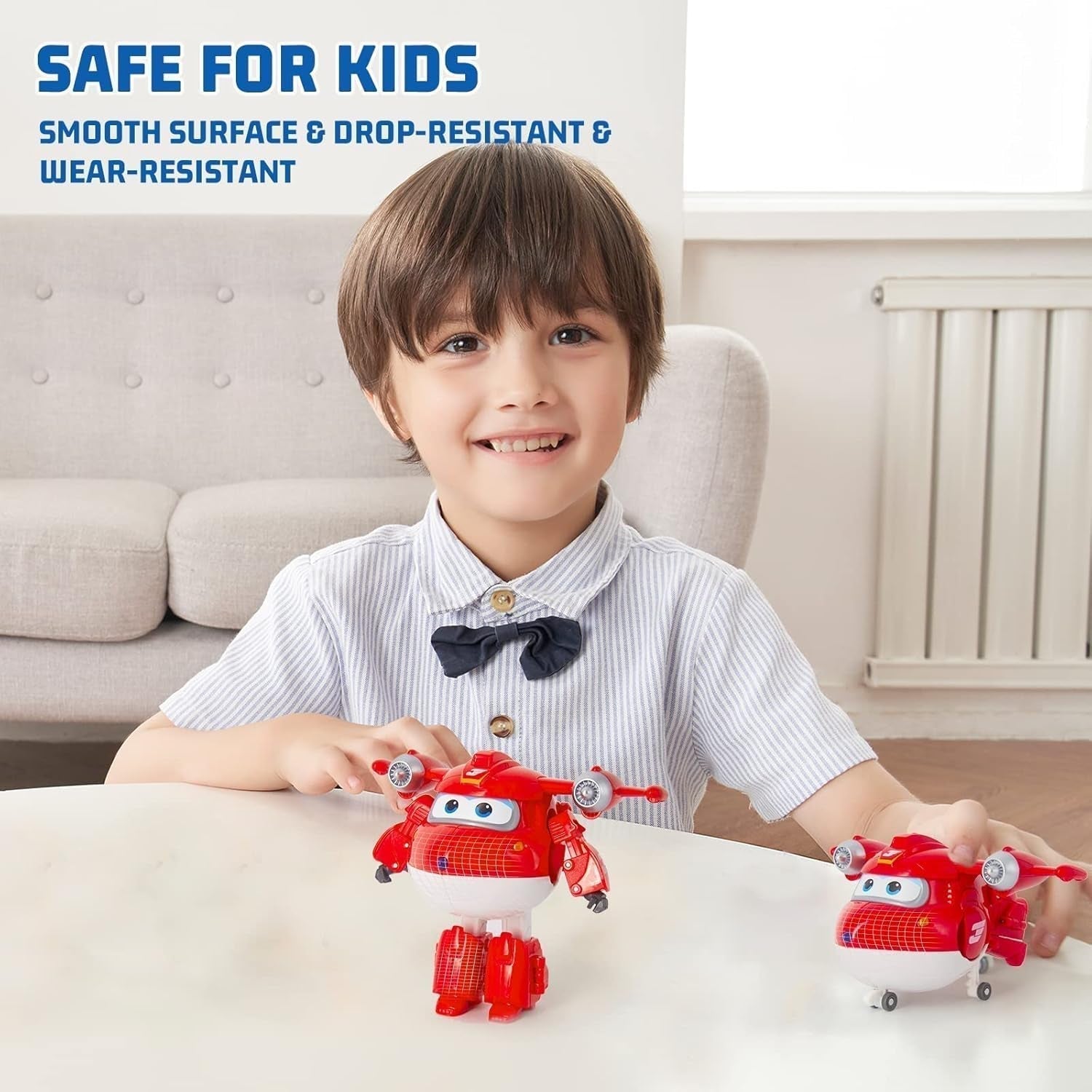 Super Wings 5" Transformujące postacie Zestaw 2 sztuk Transformujący doładowany Jett + Tino Transformator Zabawka dla chłopców i dziewcząt w wieku od 3 lat Czerwone figurki Naty Shop