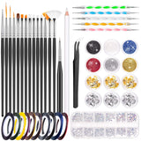 Zestaw MELLIEX 45 Stück Nail Art Dekoration Zubehör, Nägel Pinsel Strasssteine ​​​​Glitzer Goldfolie Nageldesign Dotted Pen Streifenband Für Nagelkunst Zestaw do manicure
