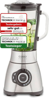 CASO B 1800 Powerblender-Set - Mikser stojący, 28 000 U/Min, Glasbehälter 1,75 L, Inkl. Trinkflasche Und Zerkleiner, Mixer Testsieger Mit Sehr Gut, Edelstahl Naty Shop Standmixer + Zubehör
