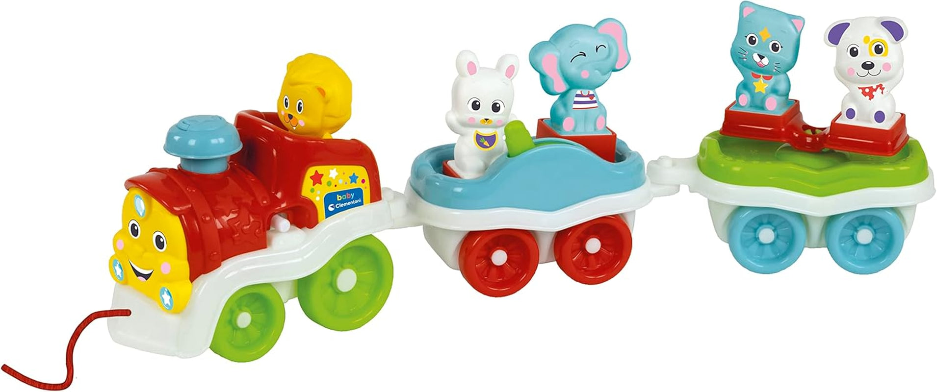 Clementoni Animali-3 Mówiący interaktywny, rozkładany elektryczny pociąg zabawkowy dla 1-letniego dziecka (wersja włoska) Made in Italy Multicolor 17740 Jucarii Bebe Naty Shop