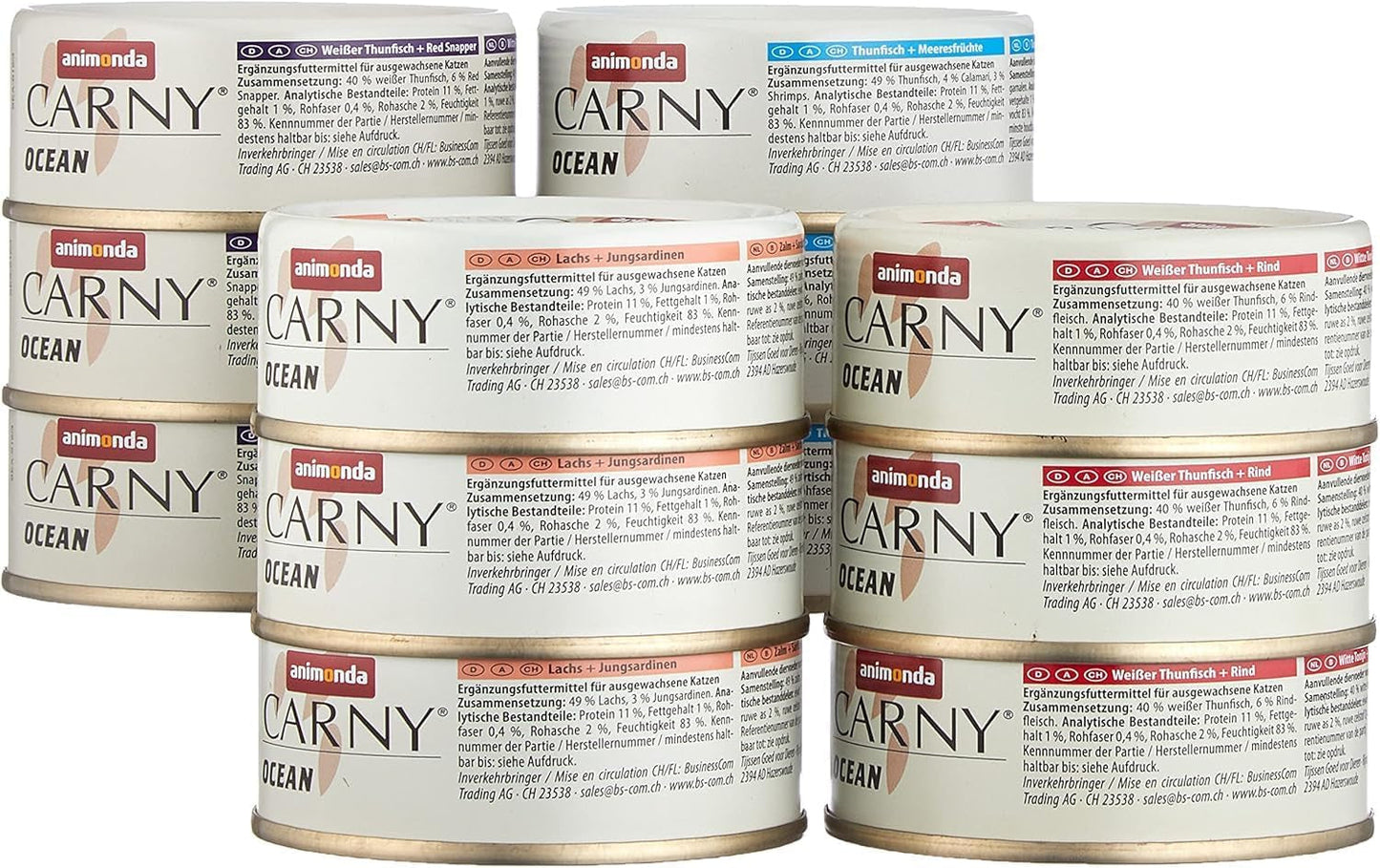 animonda Carny Adult Ocean Marine Variety nr 1 (12 x 80 g), mokra karma dla dorosłych kotów, mokra karma z delikatnymi filetami rybnymi, karma dla kotów bez zbóż i cukru