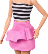 Lalka Barbie Fashionistas nr. 213 Blondynka w pasiastym topie Różowa spódnica i okulary przeciwsłoneczne 65. urodziny Kolekcjonerska lalka mody HRH11 Naty Shop Dolls