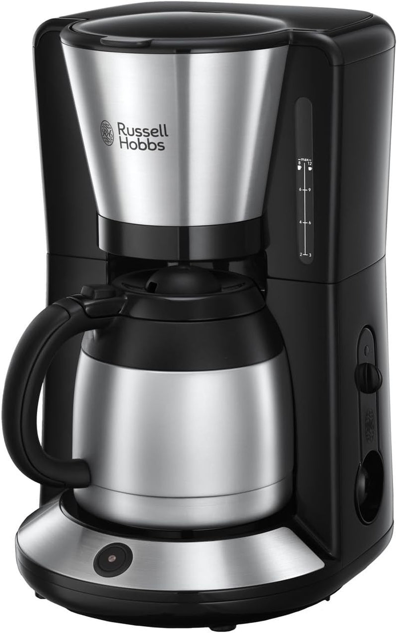 Ekspres do kawy Russell Hobbs [głowica prysznicowa zapewniająca optymalną ekstrakcję i aromat] Adventure (od 1 do 8 filiżanek, karafka termiczna 1,0 l, automatyczne wyłączanie, system zapobiegający kapaniu, 1100 W) Ekspres do kawy z filtrem 24020-56