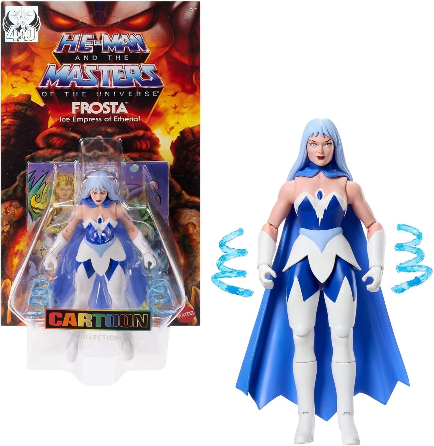 Masters of the Universe Origins Figurka Frosta z kolekcji kreskówek, około 14 cm wzrostu, z serialu telewizyjnego z lat 80., księżniczka mocy z siłą lodu, szczegółowym projektem i peleryną, JBM87 Figurki Naty Shop Domyślny tytuł