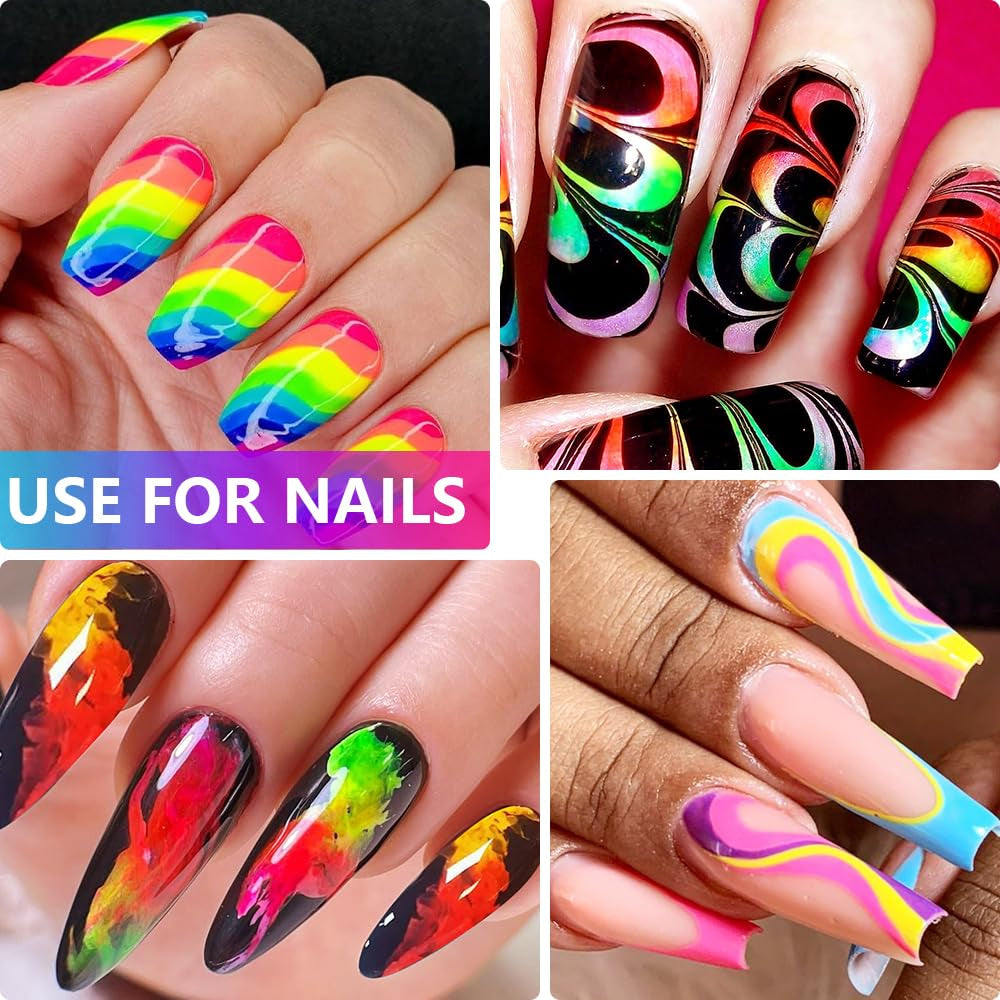 Neonowy pigment fosforowy Pulver Für Nägel Lidschatten - 12 kolorów Neon Nagel Glitzer Augenpulver Maniküre Halloween Neonowy makijaż Dekoracja Nail Art Staub Pigment