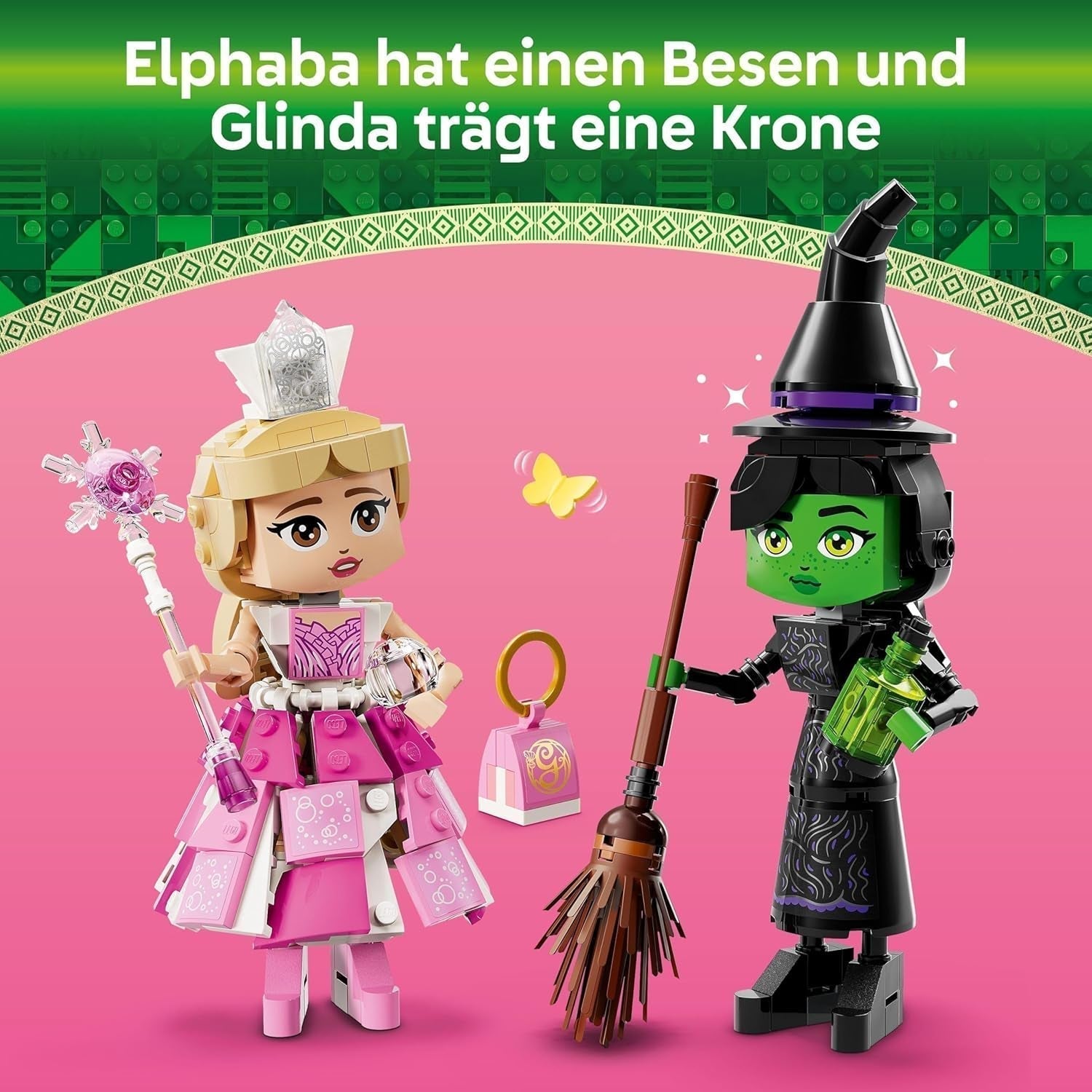 LEGO Wicked Lalki Elphaba i Glinda — kolekcjonerska figurka czarownic z krainy Oz — kreatywny prezent dla dziewcząt powyżej 10. roku życia i fanów filmu — 75682 Zestawy do budowania Besuche den LEGO-Store