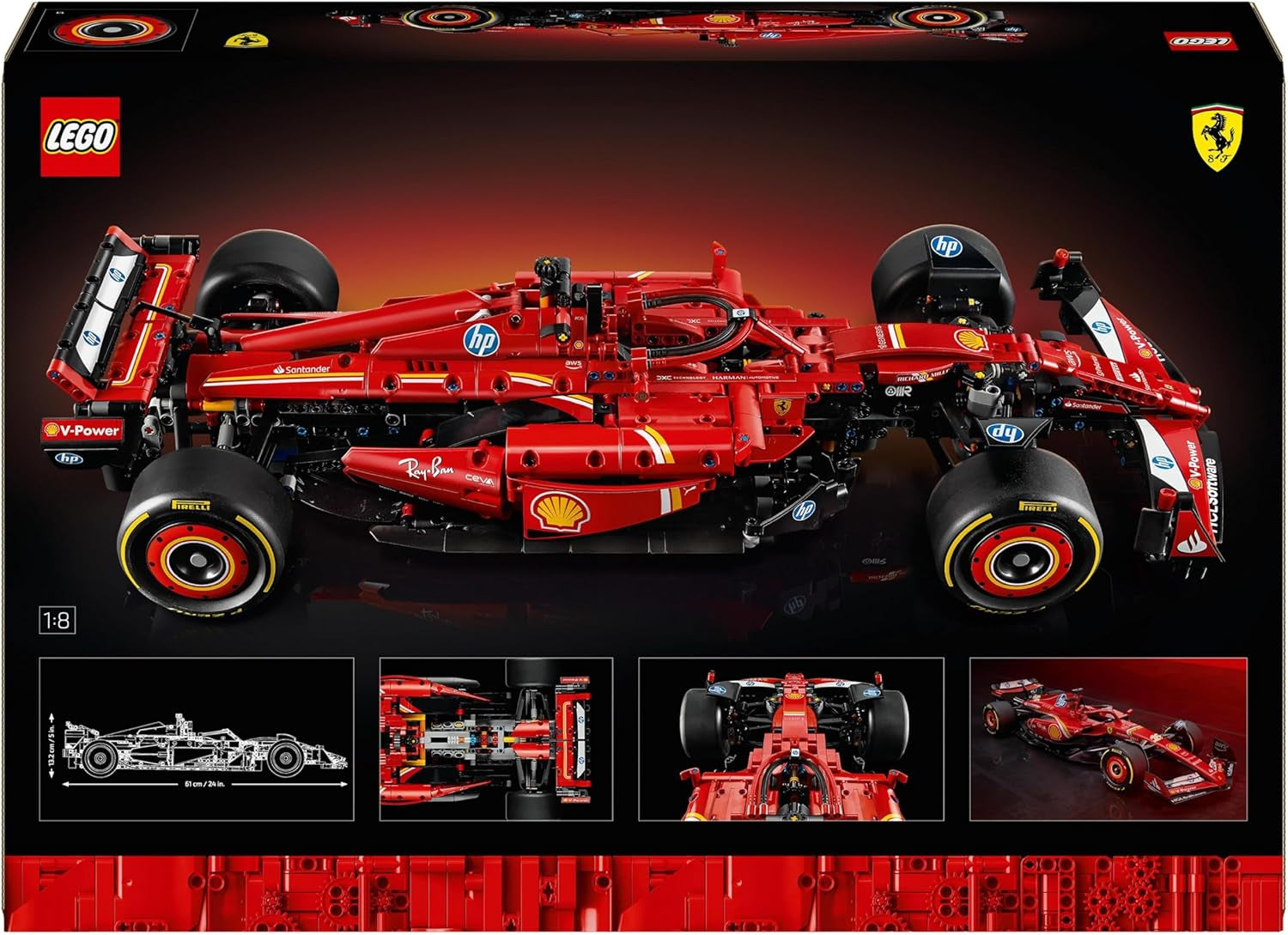 LEGO Technic Ferrari SF-24 F1 Race Car - Model samochodu dla dorosłych - Zestaw kolekcjonerski Formuły 1 - silnik V6, skrzynia biegów, układ kierowniczy i DRS w skali 1:8 - Prezent dla fanów sportów motorowych i samochodów wyścigowych 42207 Zestawy do budowania Beuche den LEGO-Store