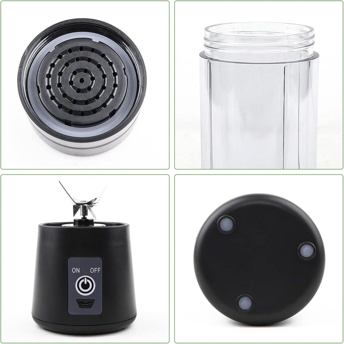 Mikser Smoothie Maker Tragbarer Entsafter: 380Ml Standmixer Persönlicher Shaker Proteinshake Mit 6 Edelstahlmesser Tragbar-Bpa-Freie Mit Usb-Mixbecher Für Shakes,Saftoutdoor,Schwarz Bucatarie Naty Shop