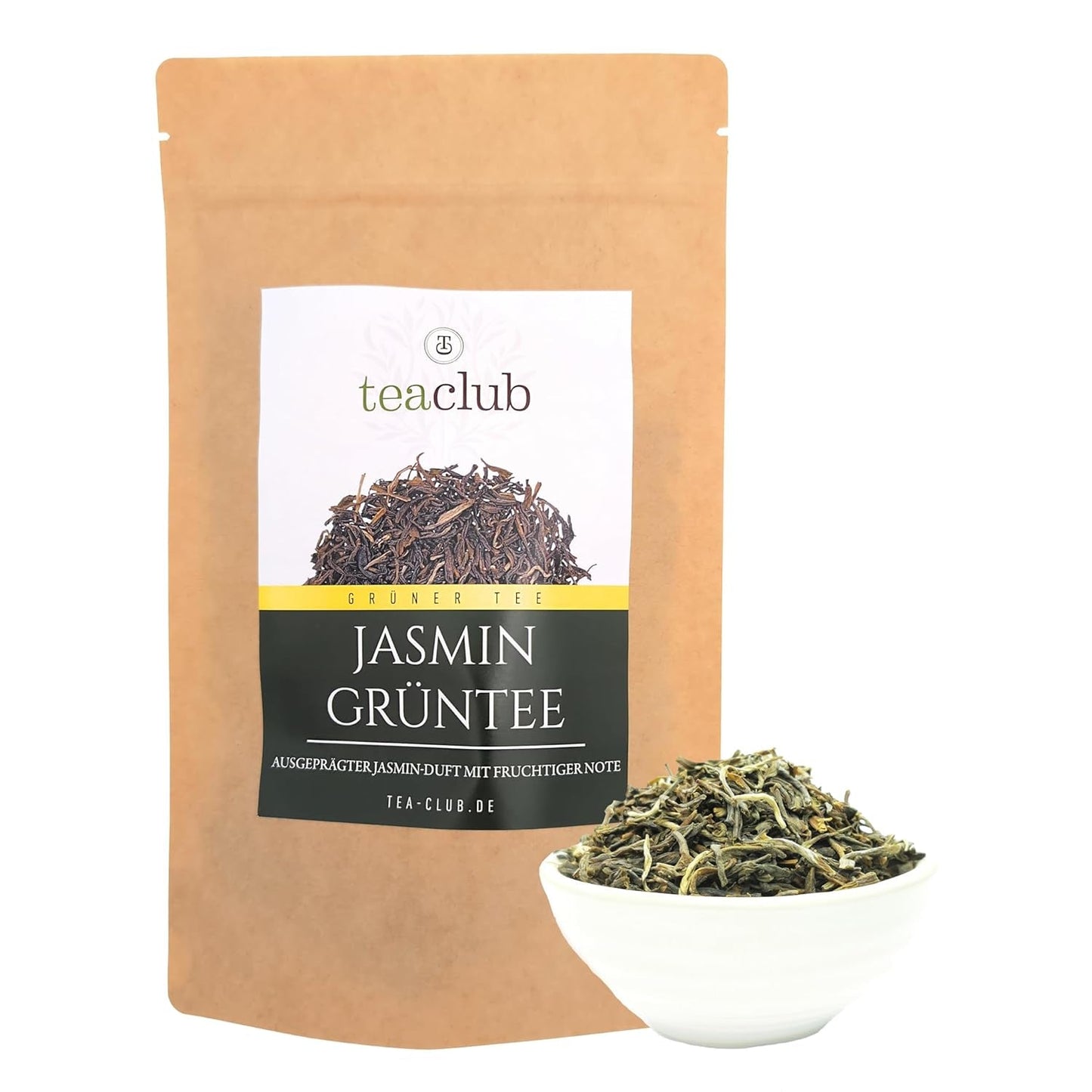 Herbata jaśminowa sypka 100g, Herbata zielona z kwiatem jaśminu o naturalnym smaku, Herbata zielona jaśminowa z wyraźnym aromatem jaśminu, Herbata zielona Teaclub