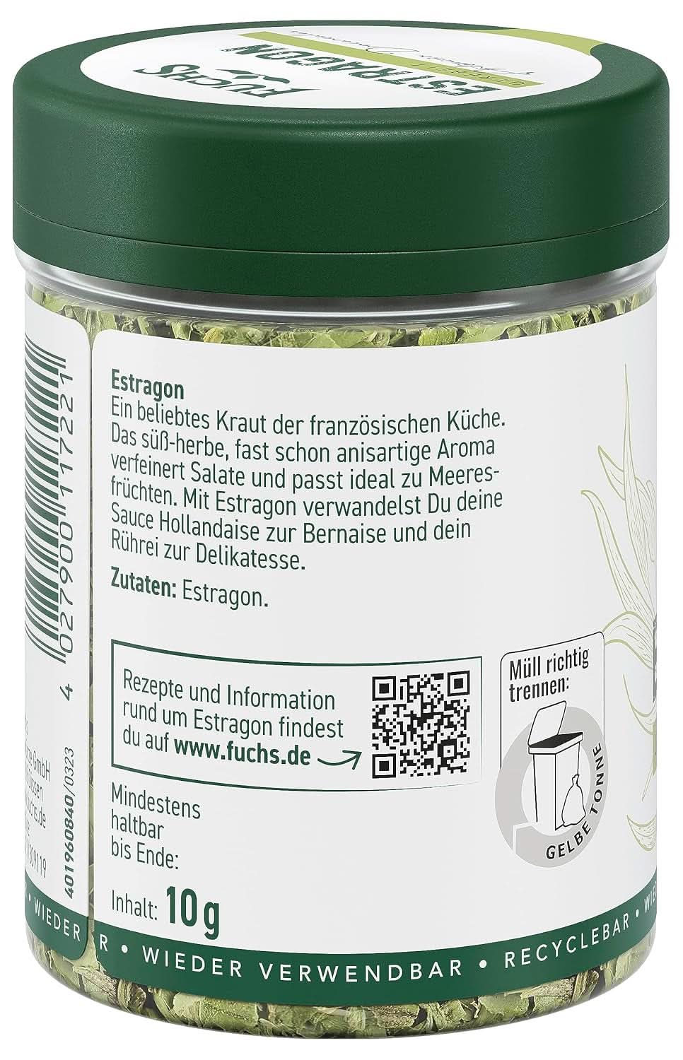 Fuchs, estragon, zioła francuskie do uszlachetniania sałatek lub sos holenderski, 10 gramów Condimente Naty Shop