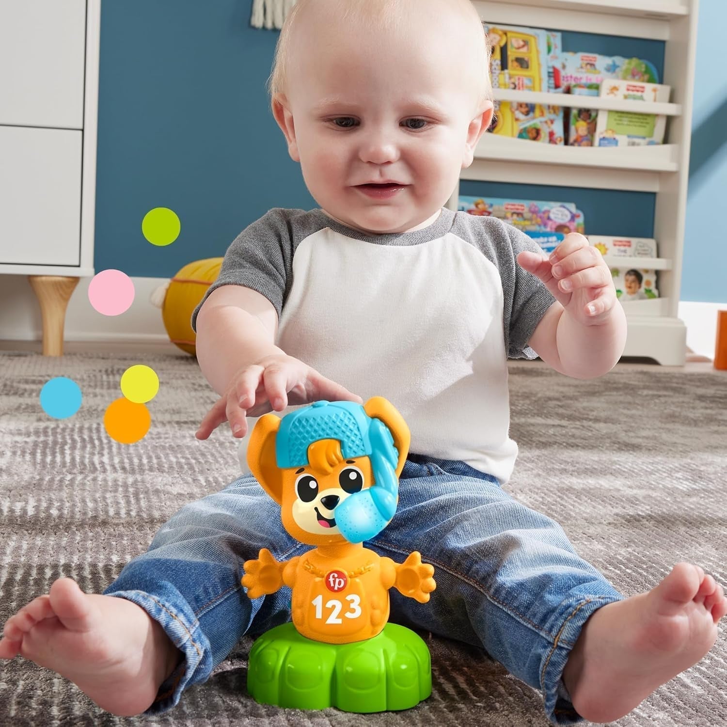 Opaska ze zwierzętami Fisher Price Lis Rino Ucz się przeciwieństw, Interaktywny lis do nauki poprzez ruch, Kolorowe światła, piosenki i dźwięki, Zabawka dla dziecka, 9+ miesięcy, HYL02 Zabawki dla niemowląt Naty Shop
