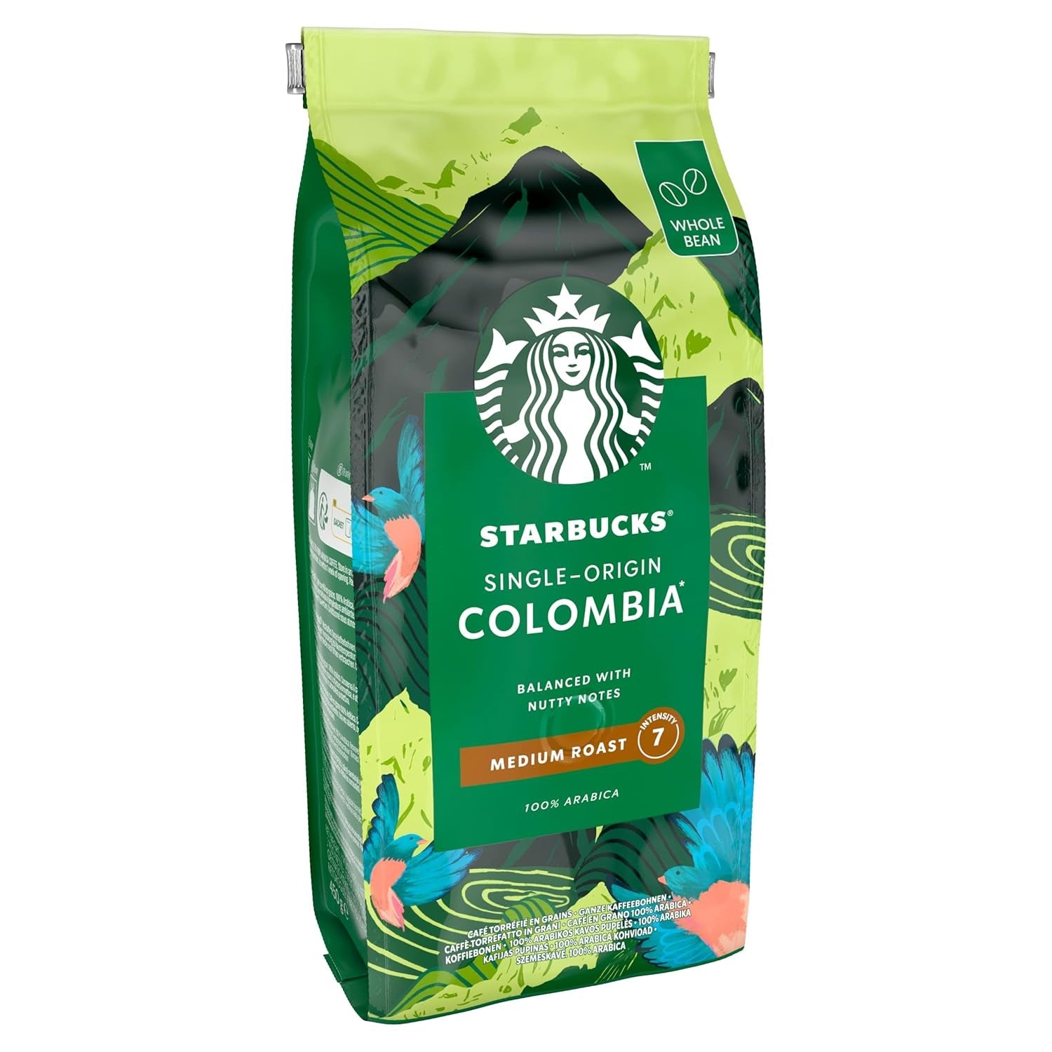 STARBUCKS Kawa Kolumbia Single Origin, średnio palona, ​​całe ziarna 450g (4 sztuki w opakowaniu)