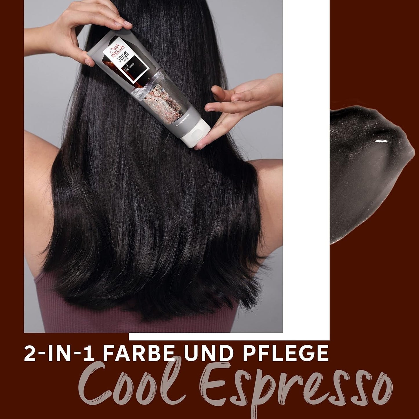 Wella Professionals Color Fresh Mask Cool Espresso - zabieg rewitalizujący i zmieniający kolor włosów - odżywczy odcień z olejkiem z awokado - do włosów czarnych i czarnych - 150 ml Naty Shop Hair Mask