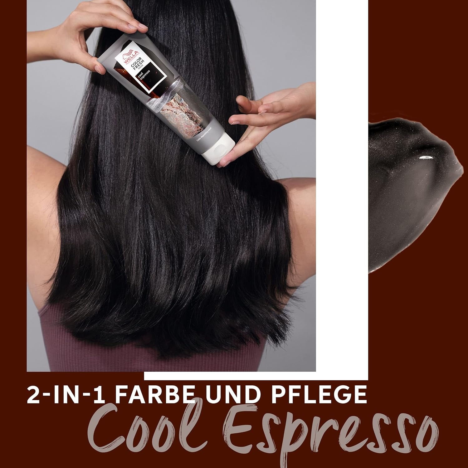 Wella Professionals Color Fresh Mask Cool Espresso - zabieg rewitalizujący i zmieniający kolor włosów - odżywczy odcień z olejkiem z awokado - do włosów czarnych i czarnych - 150 ml Naty Shop Hair Mask