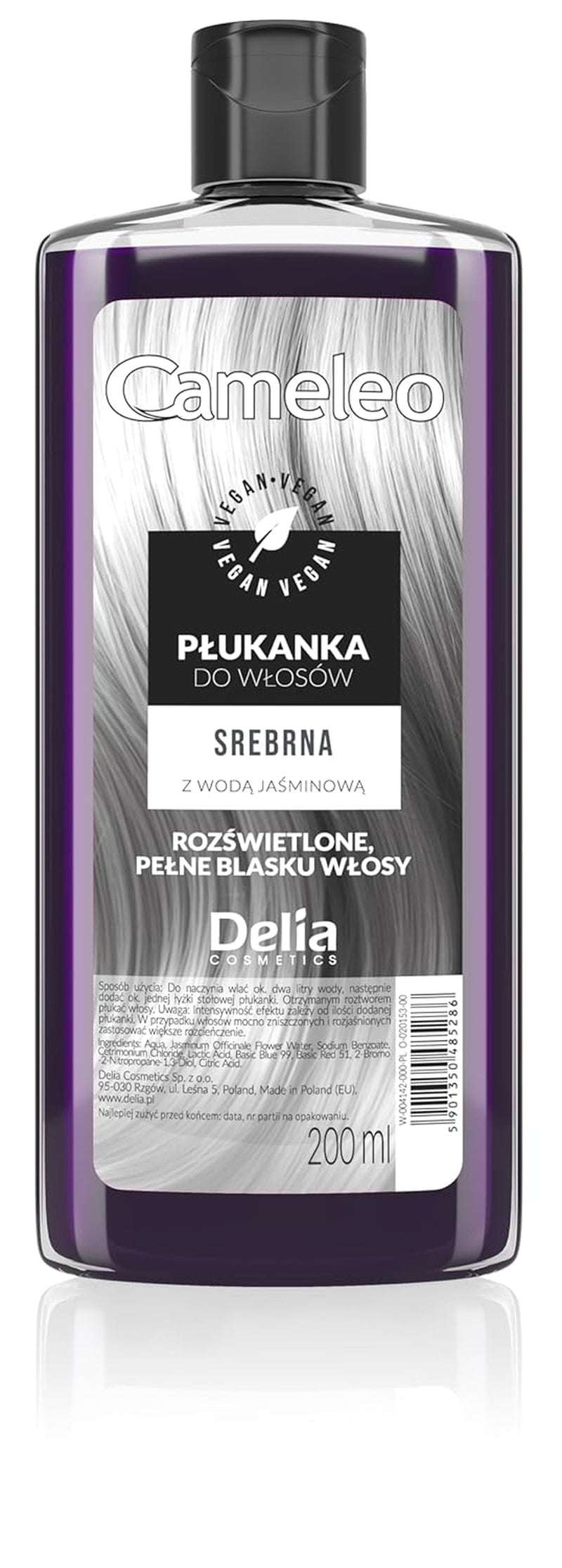 Cameleo - Różowy tonik do włosów z wodą różaną Bez żółtego odcienia Półtrwała koloryzacja włosów - Do włosów blond i siwych - Koloryzacja i pielęgnacja - Bez parabenów | 200 ml Farba do włosów Naty Shop Nowa wersja - Srebrna 200 Ml (1 opakowanie)