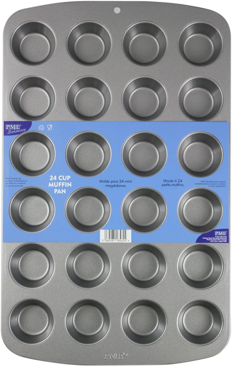 CSB111 Antihaftbeschichtete Mini-Muffinform Mit 24 Löchern Aus Karbonstahl, Edelstahl, Silver, 39,4 X 24,6 X 2,1 Cm Formy i blachy do pieczenia Naty Shop