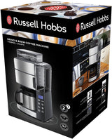 Ekspres do kawy Russell Hobbs z młynkiem i dzbankiem termicznym [cyfrowy timer, słuchawka prysznicowa dla optymalnej ekstrakcji i aromatu] Grind&Brew (1–10 filiżanek, 3 poziomy mielenia) Filtrowy ekspres do kawy 25620-56