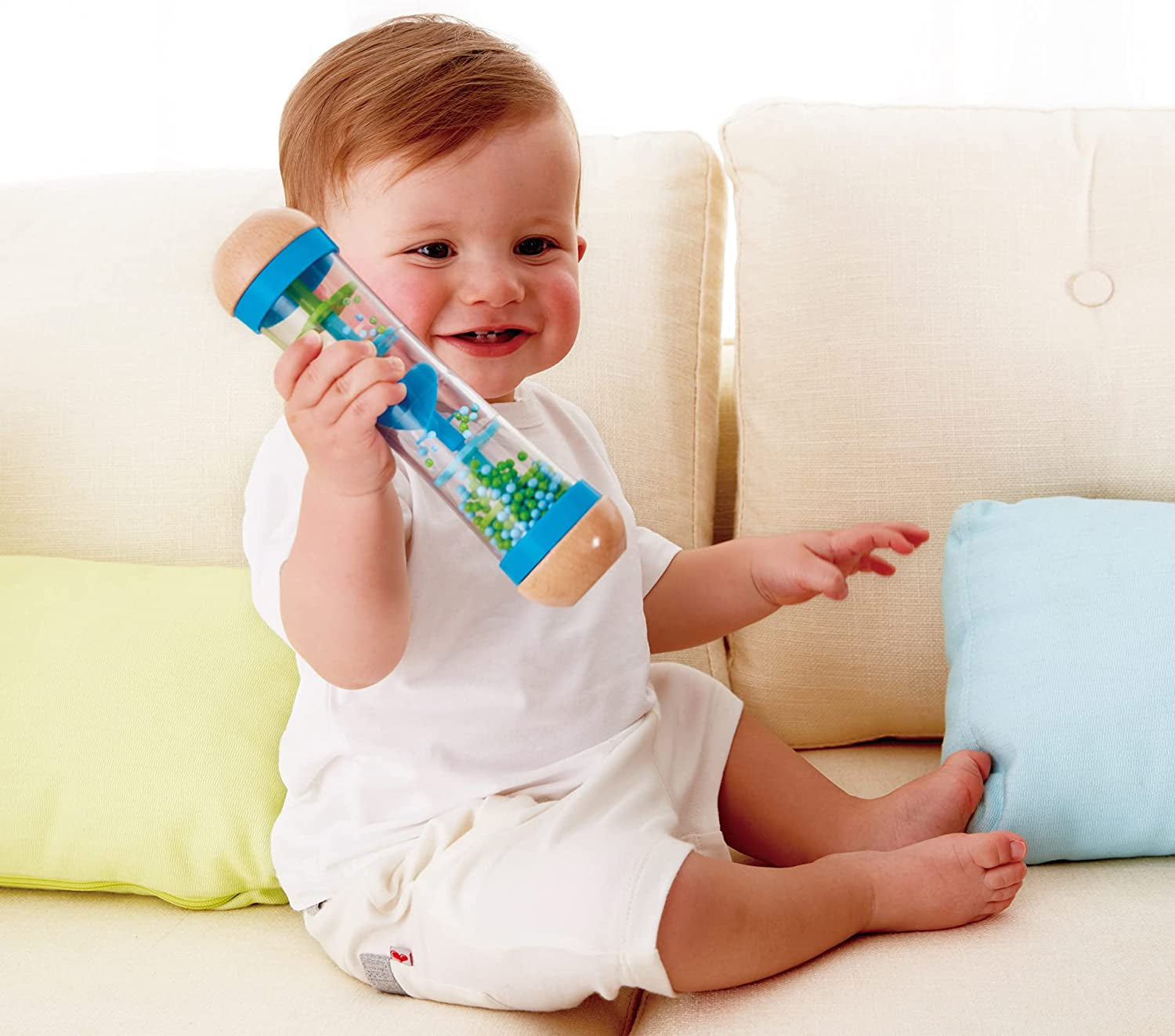 Hape zaklinacz deszczu | mini zabawka muzyczna z drewnianymi dzwoneczkami, niebieska Toys Bebe Naty Shop