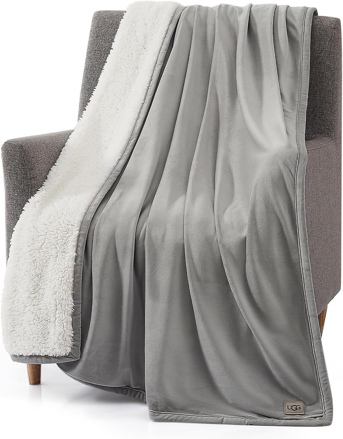 UGG 01465 Koc Sherpa Bliss W pełni dwustronny na kanapę lub łóżko Można prać w pralce Łatwe w pielęgnacji Miękkie pluszowe, ponadgabarytowe luksusowe koce 178 x 127 cm Seal Naty Shop Kołdry i kołdry Domyślny tytuł