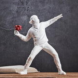 Urocza dziewczyna z balonu Rzeźba z żywicy Home Decor Statua Banksy Czerwone serce Dziewczyna Balon Rysunek Sztuka współczesna Rzeźba na półkę stołową Wystrój Posągi i rzeźby Naty Shop Biały