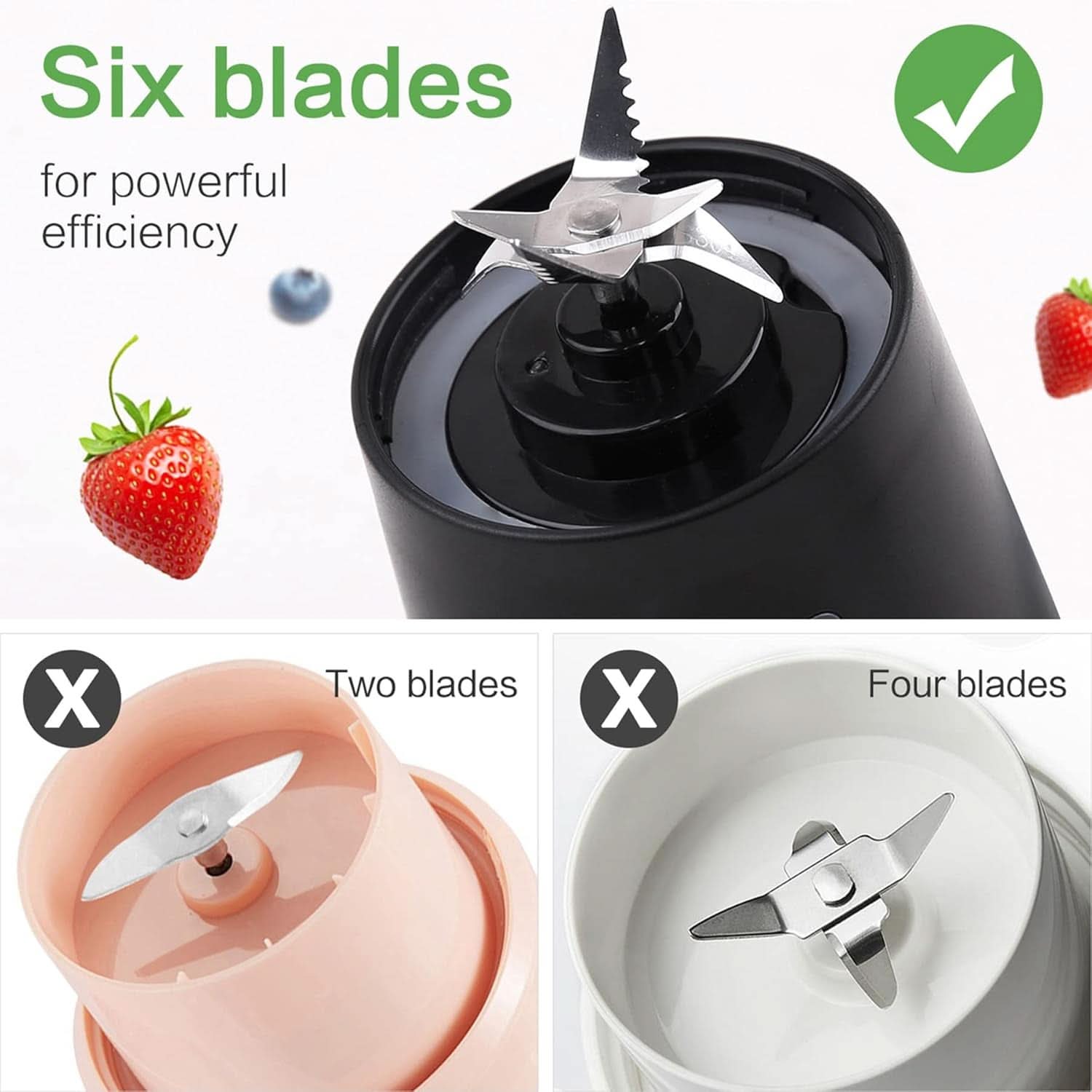 Mikser Smoothie Maker Tragbarer Entsafter: 380Ml Standmixer Persönlicher Shaker Proteinshake Mit 6 Edelstahlmesser Tragbar-Bpa-Freie Mit Usb-Mixbecher Für Shakes,Saftoutdoor,Schwarz Bucatarie Naty Shop