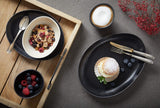 CreaTable, 22139, seria PIETRA, 4-częściowy zestaw naczyń obiadowych dla 4 osób, zestaw talerzy porcelanowych, można myć w zmywarce i używać w kuchence mikrofalowej, wyprodukowano w Europie