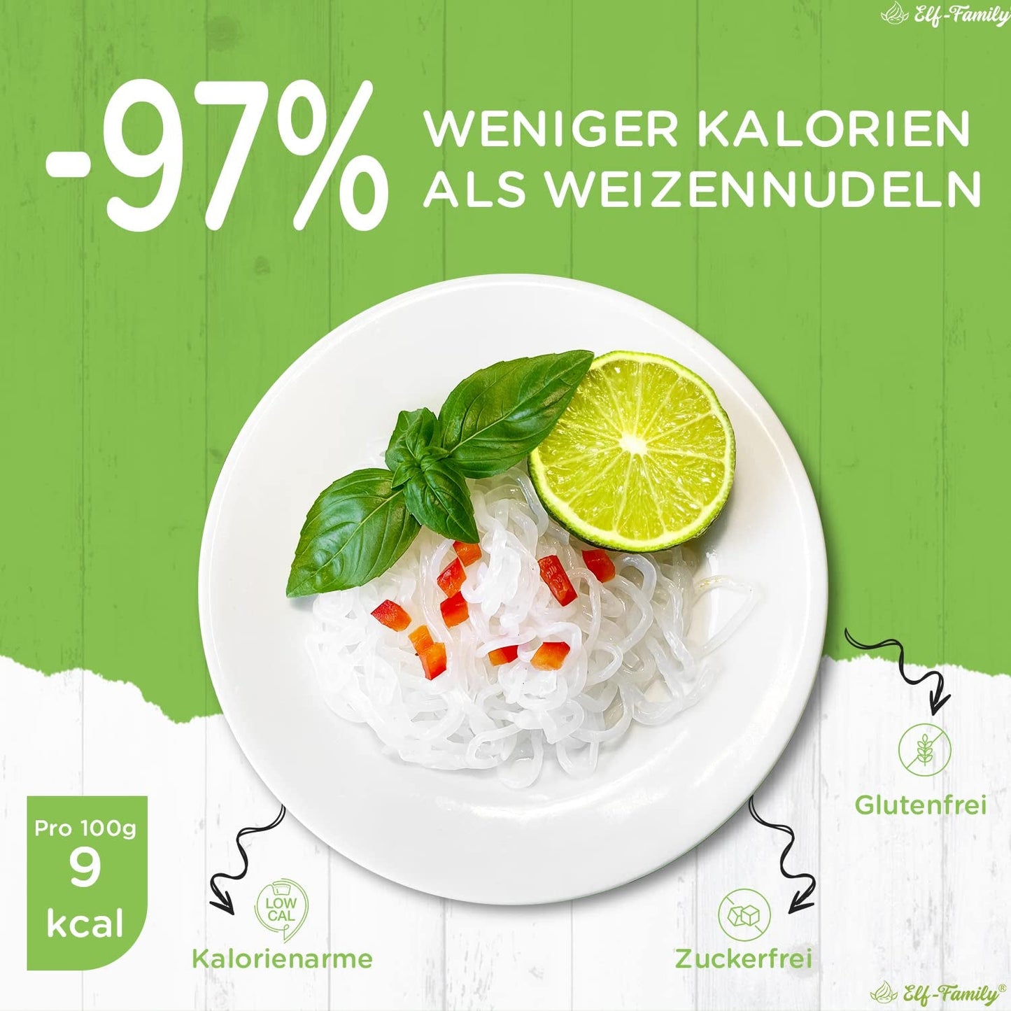 Elf-Family 270g x6er Box (12 szt.) Bio Konjak Nudeln Ultra Low Carb Shirataki Nudeln Wegańskie Glutenfrei-Instant Nudeln ohne kohlenhydrat/Keto/Kalorienarme/Fettfrei/Zuckerfrei -Spaghetti MHD: 12.11.2026
