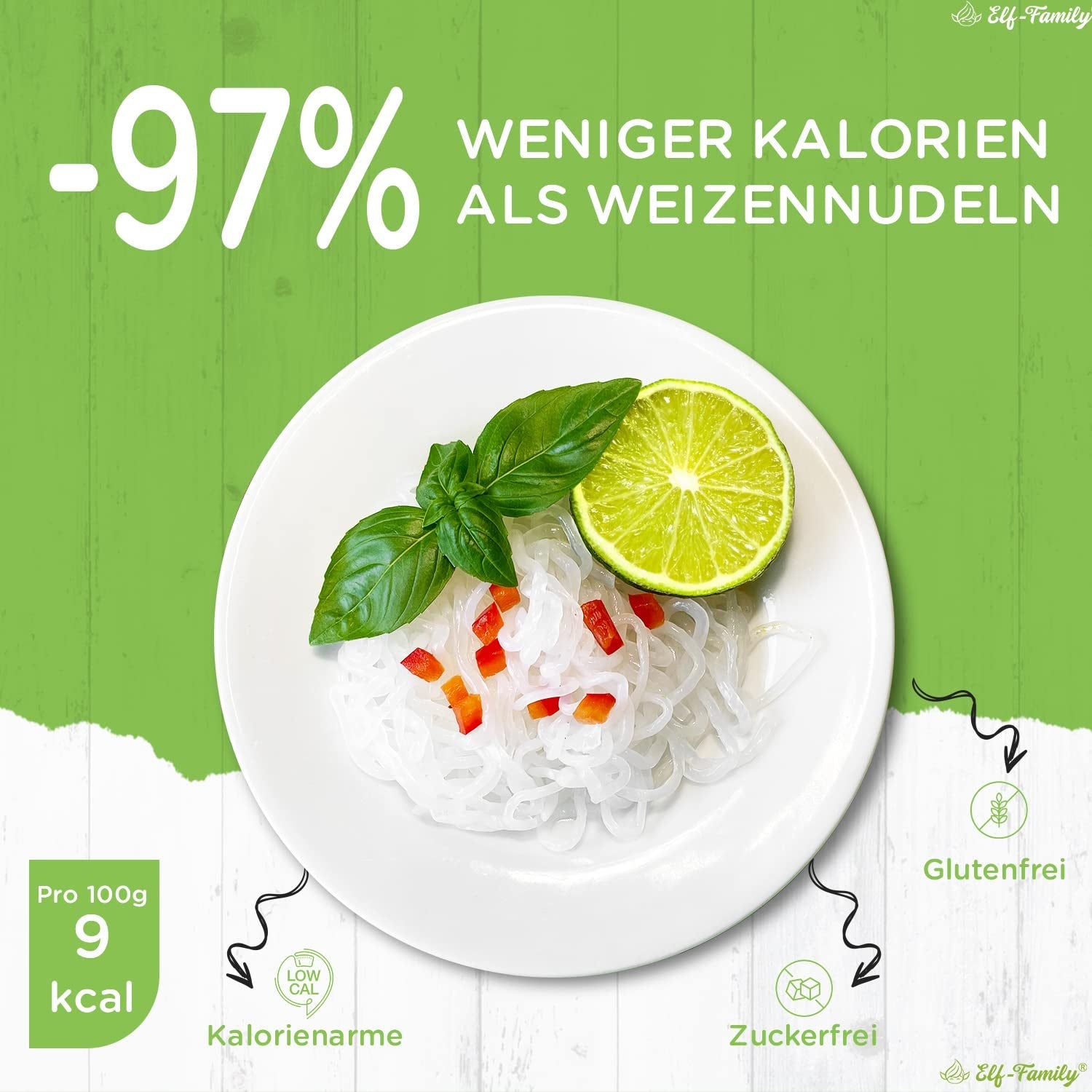Elf-Family 270g x6er Box (12 szt.) Bio Konjak Nudeln Ultra Low Carb Shirataki Nudeln Wegańskie Glutenfrei-Instant Nudeln ohne kohlenhydrat/Keto/Kalorienarme/Fettfrei/Zuckerfrei -Spaghetti MHD: 12.11.2026