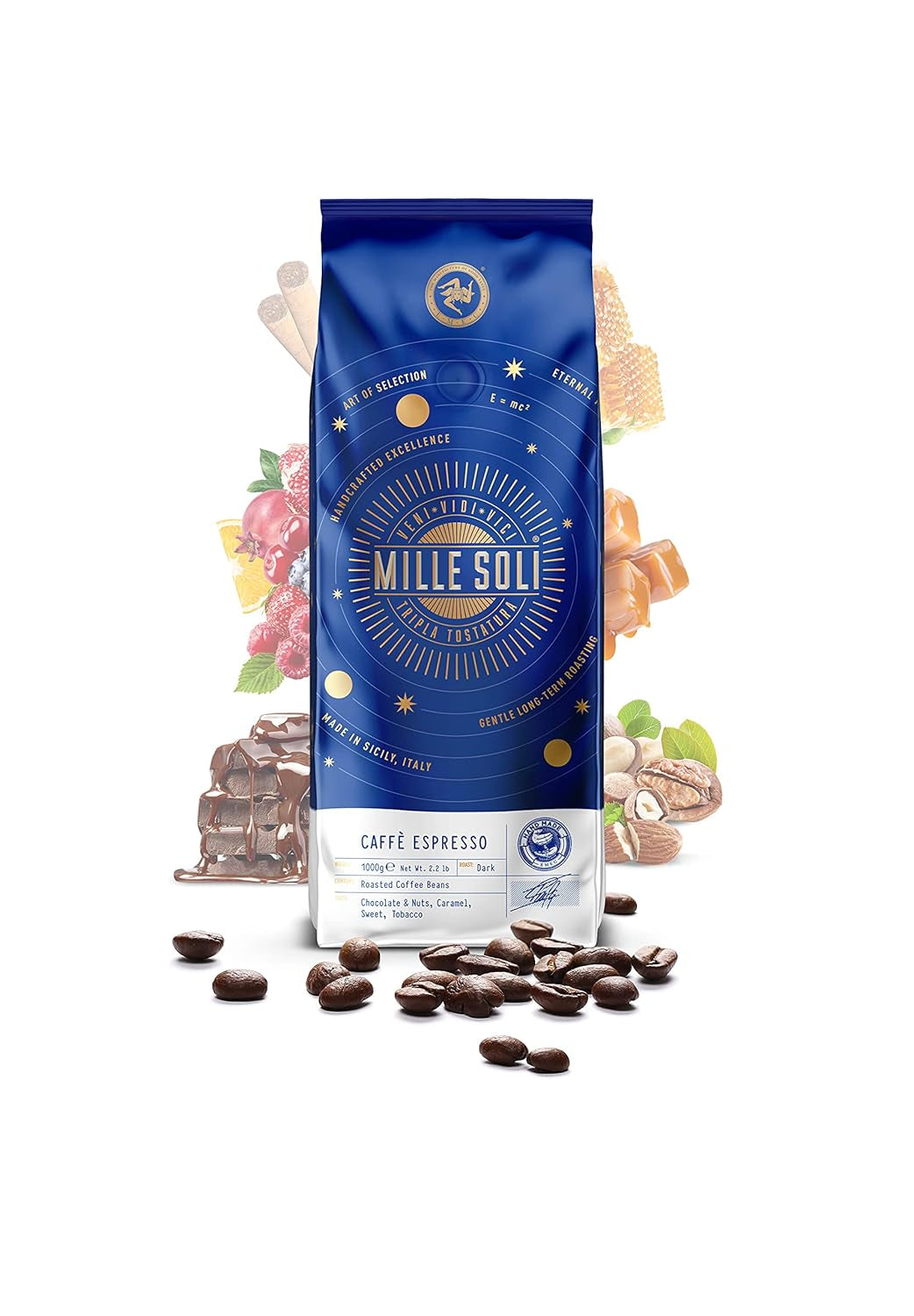 Caffè Espresso - Espressobohnen 1kg - Tradycyjny Dreifachröstung In Handarbeit - Premium Kaffeebohnen mit perfekter Crema und besons säurearm für Fullyautomat und Siebträger