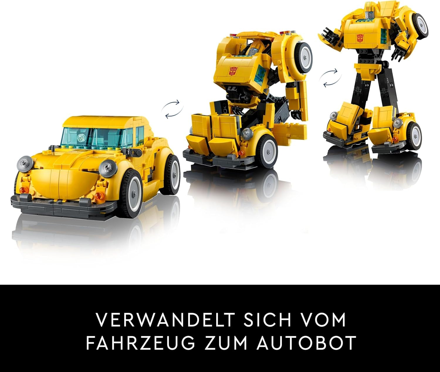 LEGO Icons Transformers Bumblebee, figurka robota kolekcjonerskiego dla dorosłych, zestaw do budowania filmów dla fanów science fiction, możliwość przekształcenia w samochód, zabawka przygodowa 10338 Zestawy do budowania Besuche den LEGO-Store
