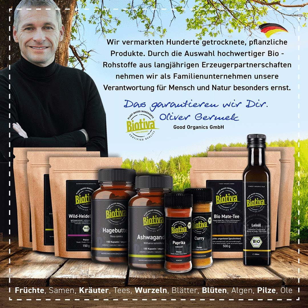 Organiczna herbata Matcha 100g - Oryginalna Matcha w proszku - Herbaciane koktajle Latte - Najwyższej jakości organiczna Matcha z Japonii - Butelkowana i kontrolowana w Niemczech - Biotiva