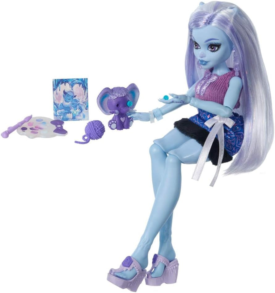 Monster High Self-Scare Secrets Abbey Bominable Lalka i zestaw akcesoriów z 13 realistycznymi niespodziankami, takimi jak henna, rysunki i szydełko JHK44