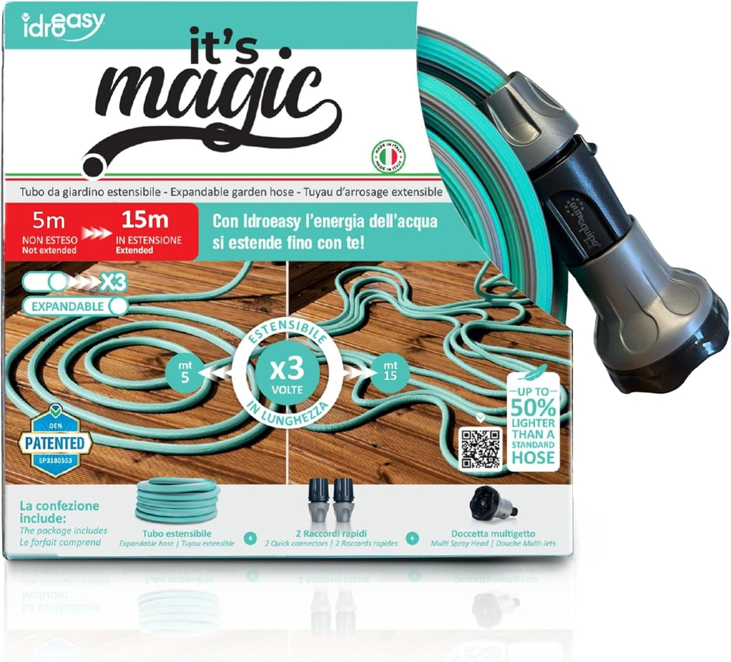 Magic Soft Smart 22,5 m - Rura do nawadniania ogrodu, zapobiegająca zaplątywaniu się, skręcaniu, wąż wodny