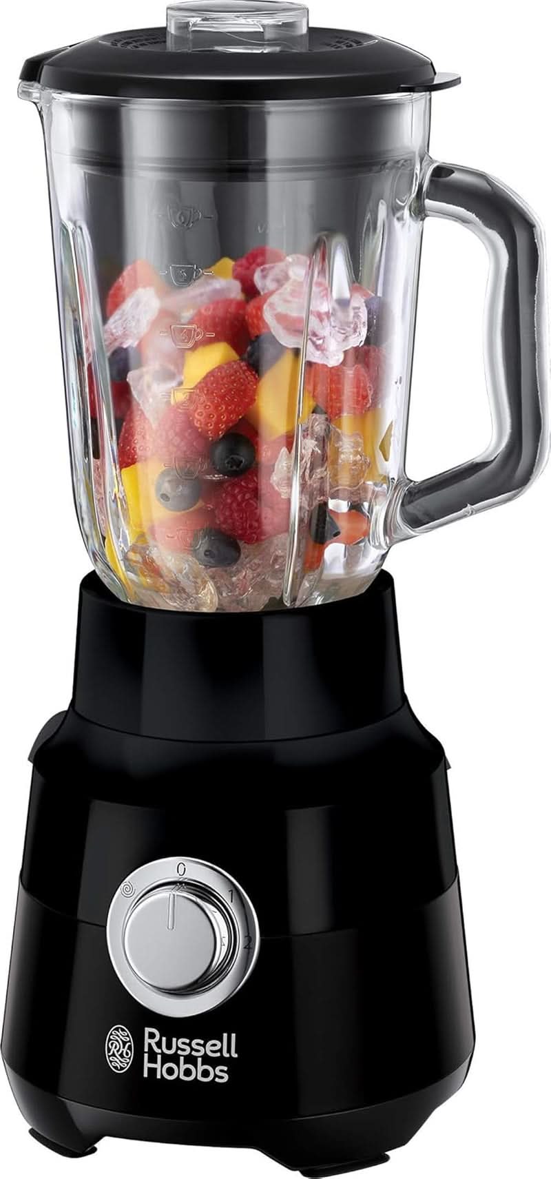 Mikser stojący Russell Hobbs [1,5 l szkła] Matt Schwarz (silnik Starker 0,9 PS, funkcja impulsu/kruszenia lodu, Edelstahlmesser, mikser Bpa-Frei, Elektrischer Zerkleinerer, urządzenie do robienia smoothie) 24722-56 Kitchen Naty Shop Mikser stojący, pojedynczy