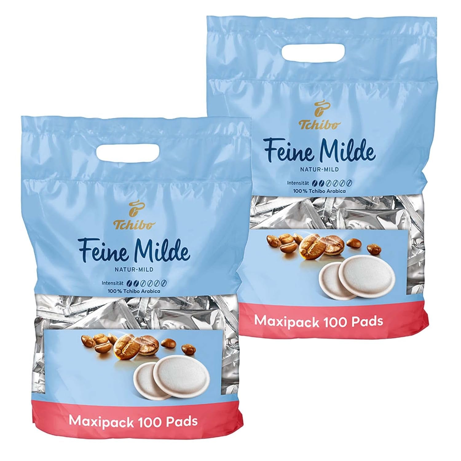 Tchibo Kaffeepads Vorratspack Maxipack, Feine Milde, 200 Stück – 2x 100 podkładek (Kaffee, łagodne mit sanften Röstaromen), nachhaltig, geeignet für Senseo Maschinen