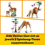 LEGO Creator 3w1 Animal Safari, kreatywny zestaw z figurkami zwierząt, 3 opcje budowania: zabawkowa żyrafa, gazela i lew, zabawkowe zwierzęta dla dziewcząt i chłopców, naturalny prezent dla dzieci w wieku od 9 lat 31150 Zestawy do budowania Beuche den LEGO-Store