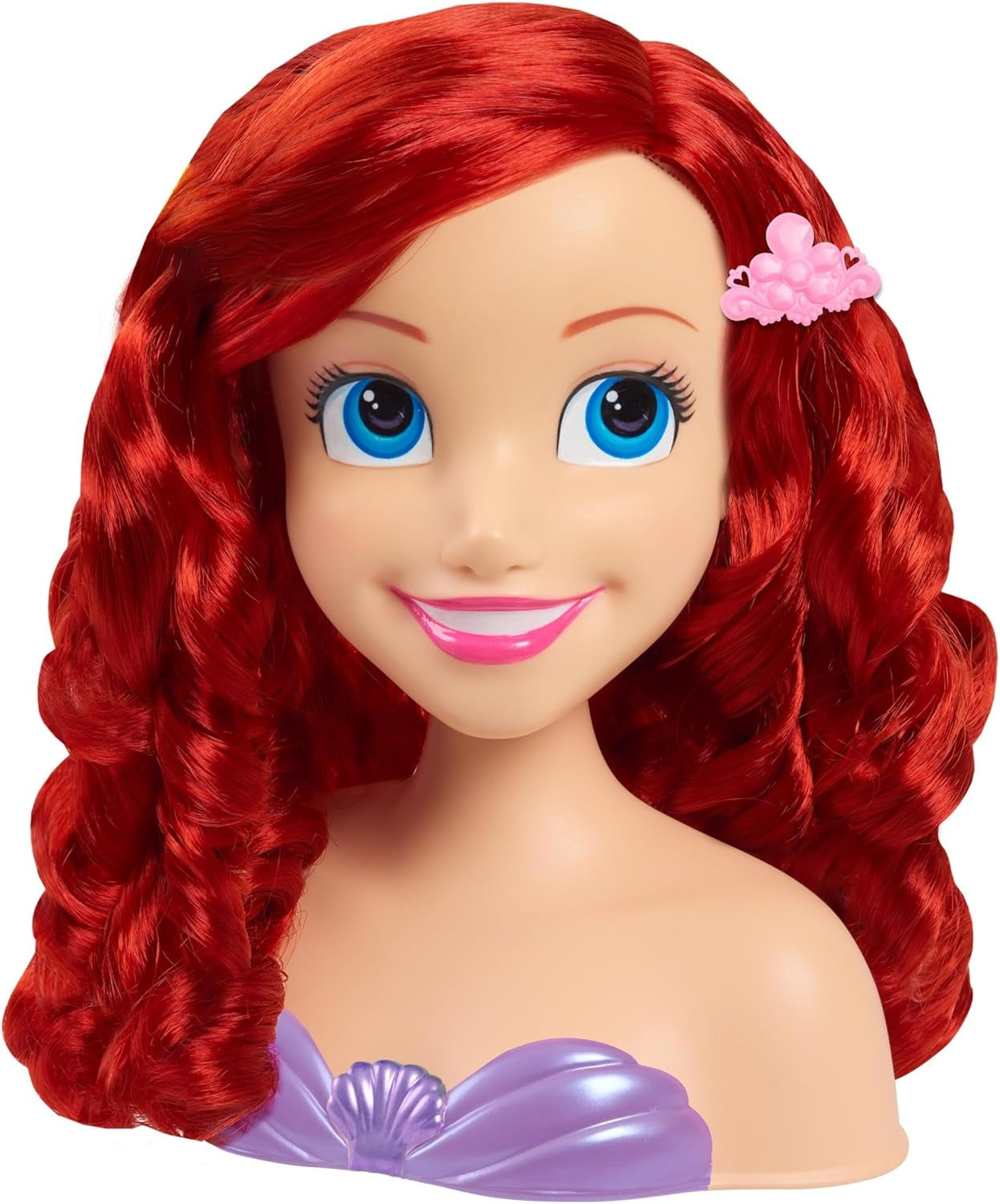 Ariel Just Play Disney Princess Hair Head 20 cm z akcesoriami 7-częściowy zestaw Rude włosy – zabawka dla dzieci w wieku 3 lat i więcej
